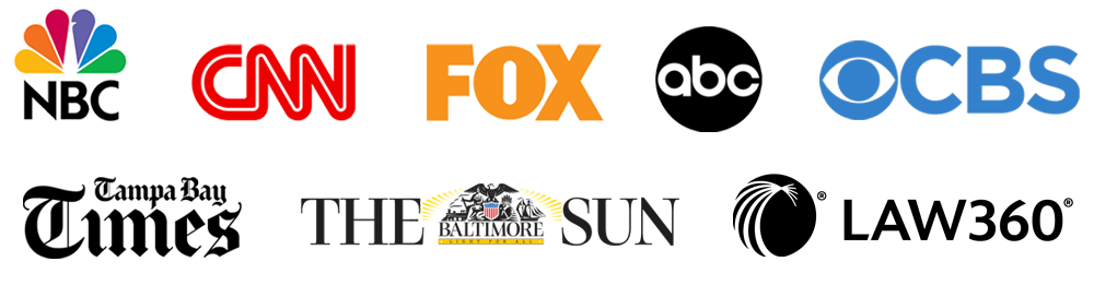 Logos of news companies that mentioned Merlin Law Group
